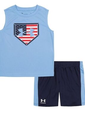 Under Armour Light Blue Tank Top with Navy Shorts
